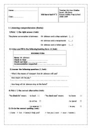 English worksheet: th form test