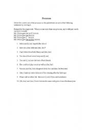 English Worksheet: Using Prounouns with compound subjects