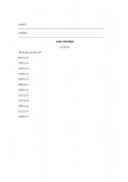 English Worksheet: Daily Routines