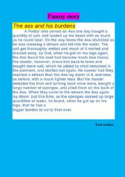 English worksheet: a funny story