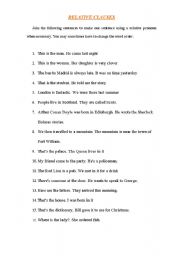 English worksheet: Relative clauses