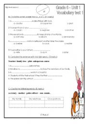 English Worksheet: occupation and family tree