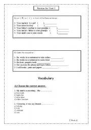 English worksheet: family tree and occupations