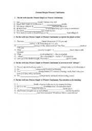 Present Simple/ Present Continuous test