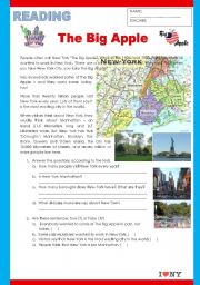 English Worksheet: The Big Apple