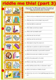 English Worksheet: RIDDLE ME THIS! (PART 3)