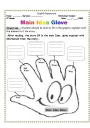 English Worksheet: Main Idea Glove