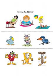 English Worksheet: find the different