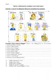 English Worksheet: INTRODUCING YOUR SELF AND YOUR FAMILY WITH THE SIMPSONS