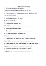 English worksheet: reported speech