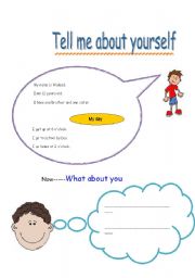 English worksheet: tell me about your self