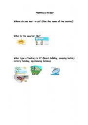 English worksheet: Planning a Holiday - ESOL Entry 1 Material