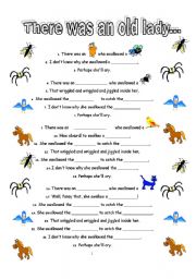 English Worksheet: There was an old lady