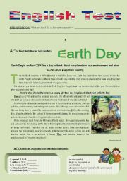 English Worksheet: Environment Test (another version of my previous Earth Day test)