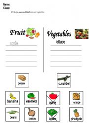 English Worksheet: Fruit and vegetables