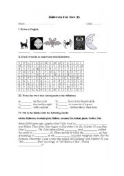 English worksheet: Halloween Test , Row B  (part 7)