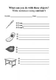 English Worksheet: Can / Cant