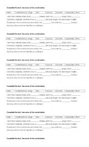 English worksheet: fill in the blanks about shakira