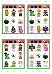 English Worksheet: Halloween set (4)  - Bingo cards (1/2)