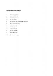 English worksheet: Find the mistake and correct it