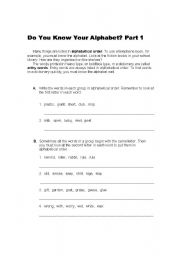 English Worksheet: Do You Know Your Alphabet