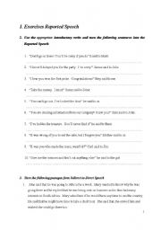 English worksheet: Exercises on Reported Speech