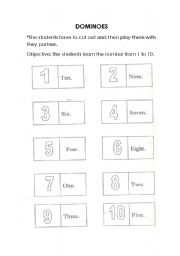 English worksheet: NUMBER FROM 1 TO 10