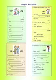 English Worksheet: Dialogue filling in