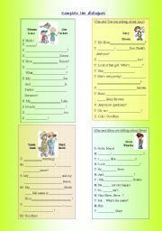 English Worksheet: Dialogue filling in