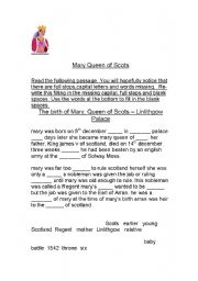 English worksheet: Mary Queen of Scots