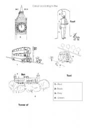 English Worksheet: Colour according to the numbers.