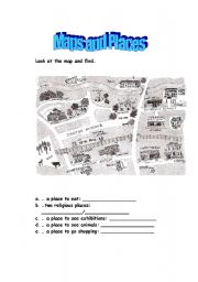 English Worksheet: maps and places (1)