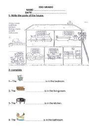 English Worksheet: parts of the house-parts of the body