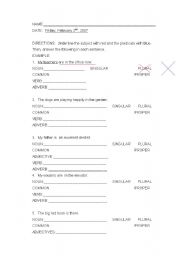 English Worksheet: Nouns, Adverbs & Verbs