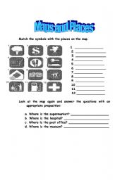 English worksheet: maps and places 2