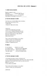 English Worksheet: She will be loved - Maroon 5