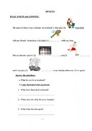 English Worksheet: Sport