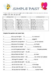 English Worksheet: Simple Past + WH-questions