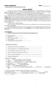 English Worksheet: reading comprehension