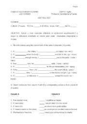 English worksheet: Exercsises on the use of would as a conditional