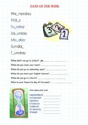 English Worksheet: Days of the week