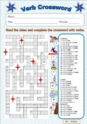 English Worksheet: Verb crossword 1