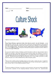 English Worksheet: Culture shock / reading  ( 4 pages )