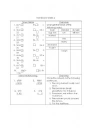 English Worksheet: Homework Year 6