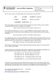 English Worksheet: Cause and effect conjunctions