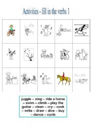 English Worksheet: Activities Flashcards 1 - Fill-in exercise
