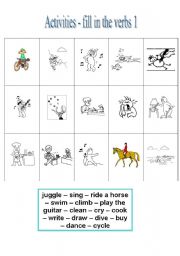 English worksheet: Activities Flashcards 1 - Fill-in exercise