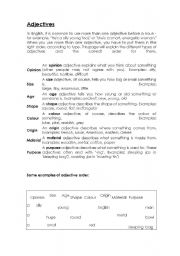 English Worksheet: Adjectives order