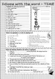 English Worksheet: Idioms with the word - TIME