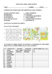 English Worksheet: DIRECTIONS, VERBS AND SIMPLE PRESENT